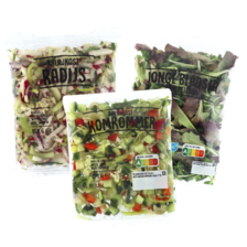 Jonge bladsla met rucola of veldsla zak à 100 gram,
komkommer of radijs rauwkost zak à 150 gram